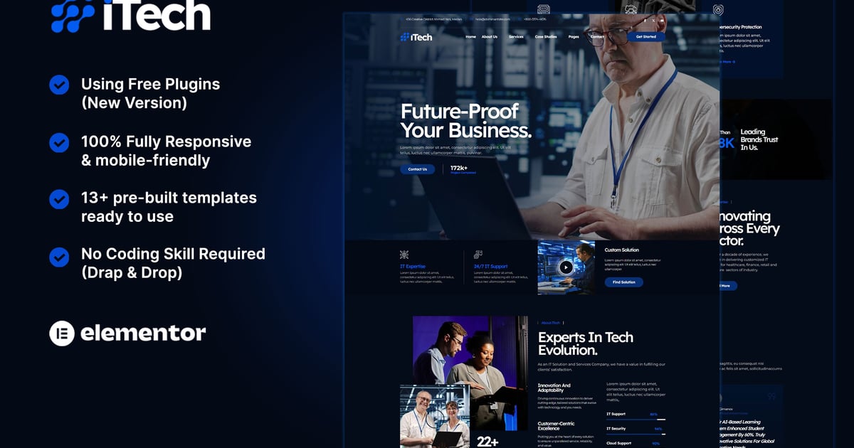 iTech - IT Solutions & Services Company Elementor Template Kit, WP ...