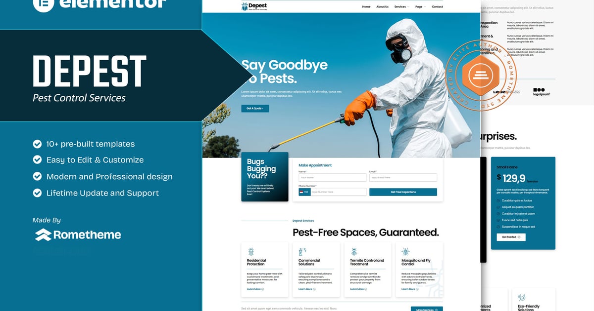 Depest - Pest Control Services Elementor Template Kit, WP Template Kits ...