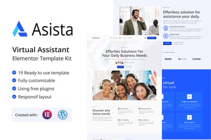 Visualização: Asista - Kit de modelos Elementor para assistente virtual