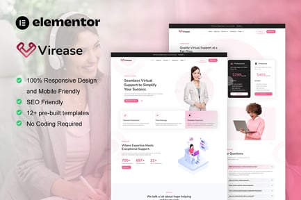 Preview: Virease - Virtual Assistant Service Elementor Pro Template Kit