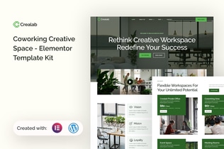 Preview: Crealab - Coworking Creative Space Elementor Template Kit