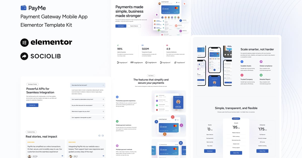 PayMe - Payment Gateway Mobile App Elementor Template Kit, WP Template ...
