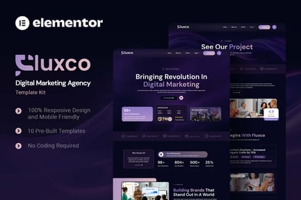 Preview: Fluxco - Digital Marketing Agency Elementor Template Kit