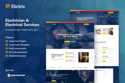 Preview: Elictrix - Electrician & Electrical Services Elementor Template Kit