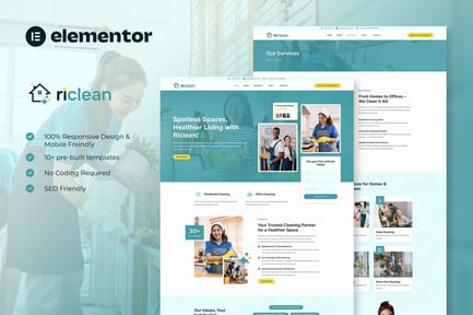 Preview: Riclean - Cleaning Service Company Elementor Template Kit