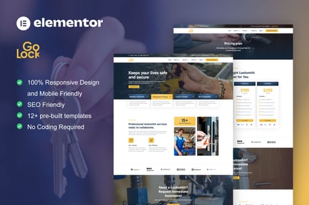 Preview: GoLock - Locksmith & Key Maker Service Elementor Pro Template Kit