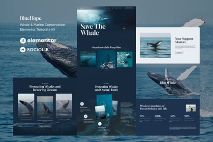 Preview: BlueHope - Whale & Marine Conservation Elementor Template Kit