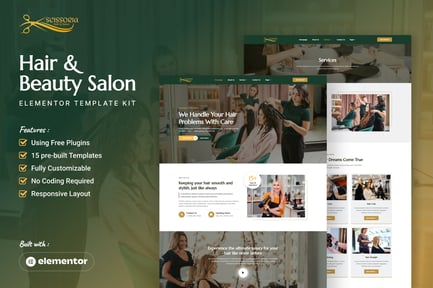 Preview: Scissoria - Hair & Beauty Salon Elementor Template Kit