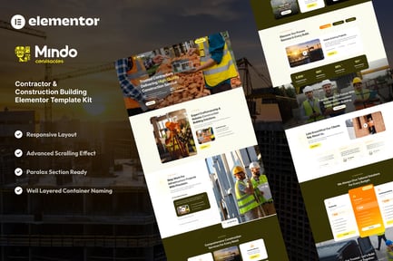 Preview: Mindo - Contractor & Construction Building Elementor Template Kit
