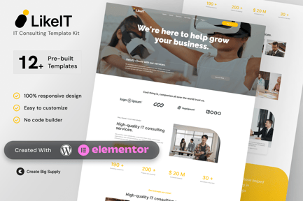 Preview: Modern Consulting Agency Elementor Template Kit for Startup IT Business & Professional Services