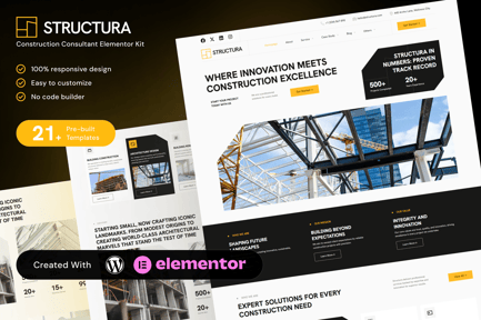 Preview: Structura Construction Consultant Elementor Template Kit for Builders, Architects, Engineering Firms