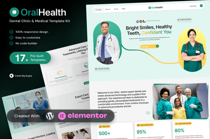 Preview: OralHealth - Dental Clinic and Medical Elementor Template Kit for Dentists and Healthcare Providers
