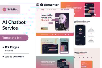 Vista previa: Skilabot - Kit de plantillas Elementor para AI Chatbot Service