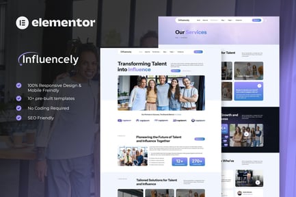 Preview: Influencely - Influencer & Talent Agency Elementor Template Kit