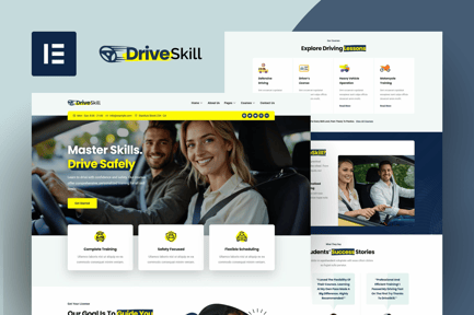 Vista previa: DriveSkill - Kit de plantillas Elementor para escuelas de conducción