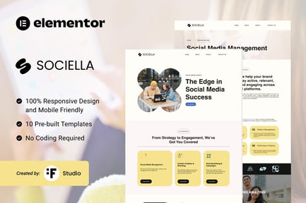 Preview: Sociella – Social Media Agencies Elementor Template Kit