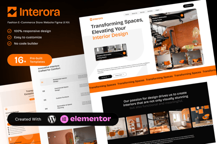 Preview: Interora - Interior Design Portfolio Elementor Template Kit for Studios and Freelancers