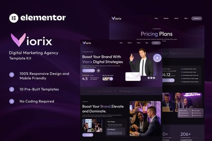 Vorschau: Viorix - Elementor Template Kit der Agentur für digitales Marketing