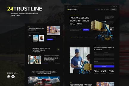 Preview: 24TrustLine - Logistic & Transportation Elementor Template kit