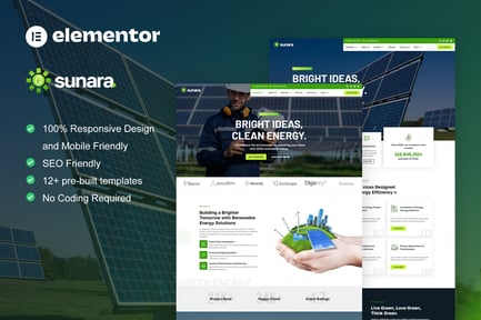 Vorschau: Sunara - Elementor Pro Template Kit für Solar- und erneuerbare Energien