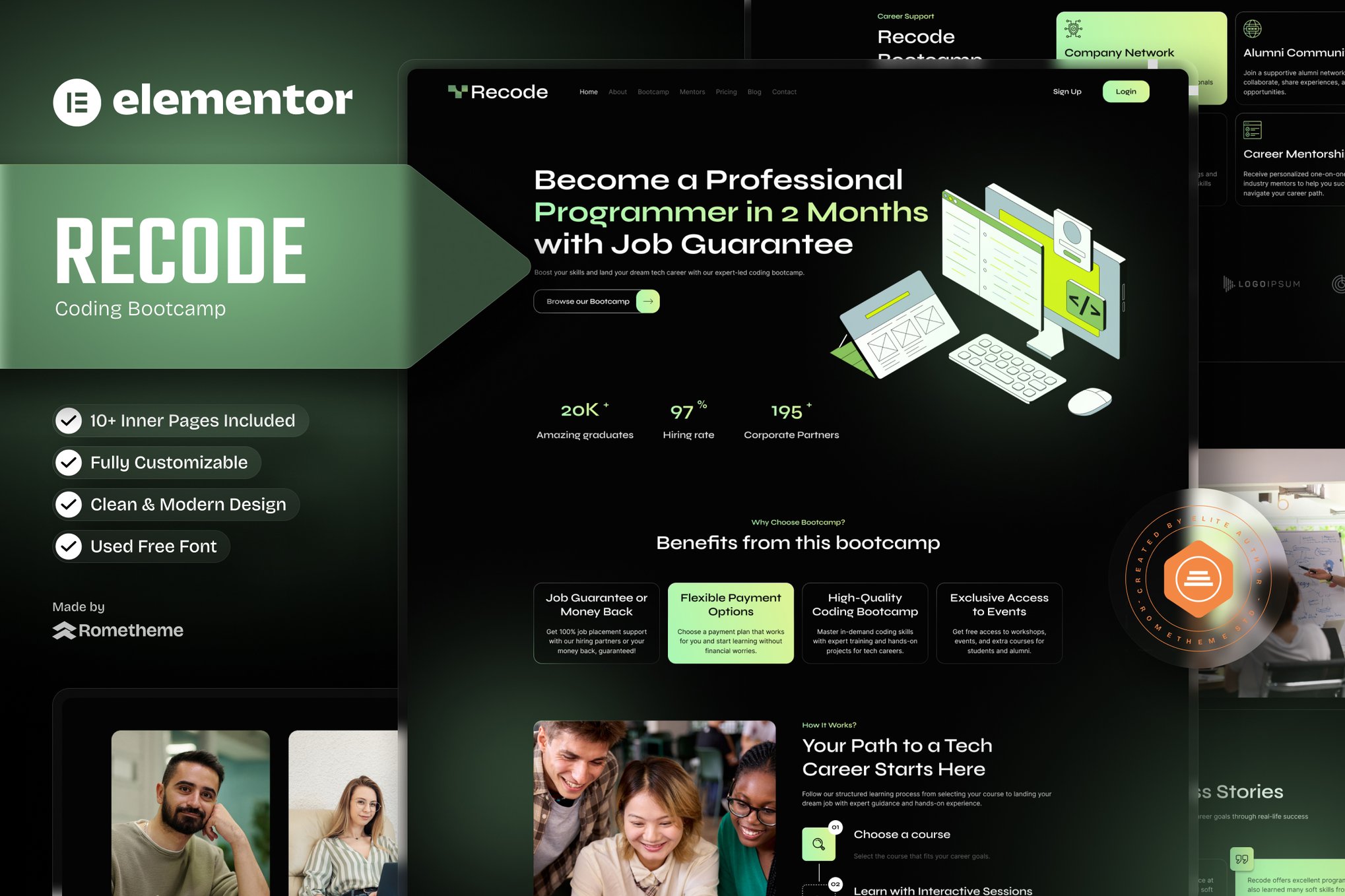 Recode - Coding Bootcamp Elementor Template Kit, WP Template Kits ft ...