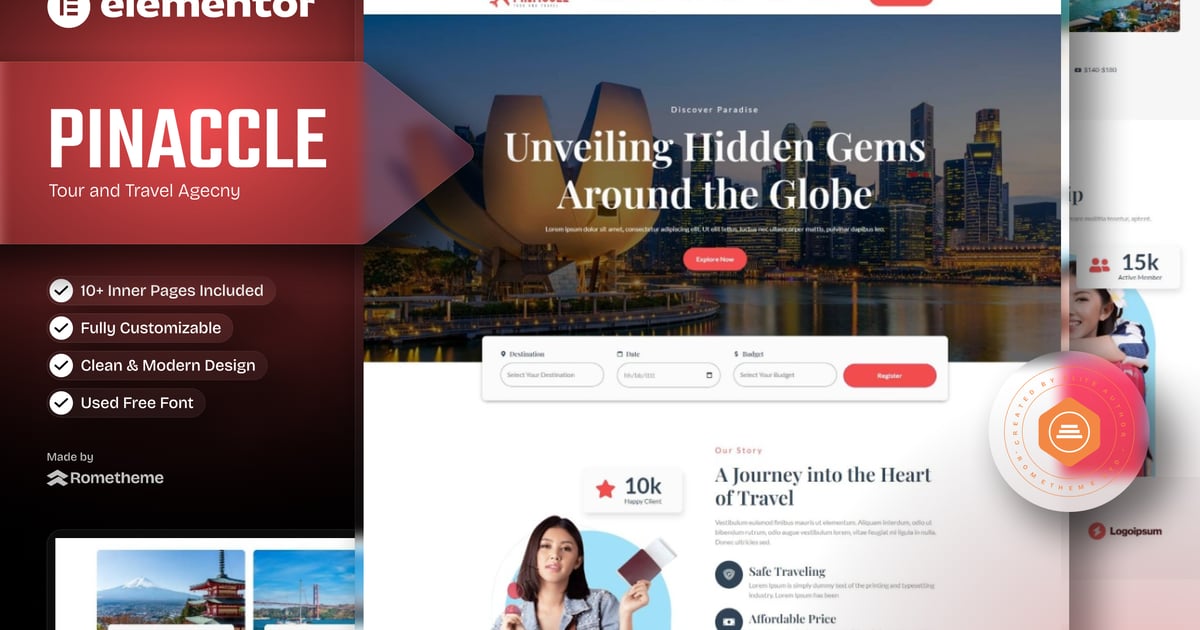Pinnacle - Tour and Travel Elementor Template Kit, WP Template Kits ft ...
