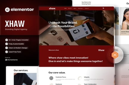 Preview: Xhaw - Branding Digital Agency Elementor Template kit