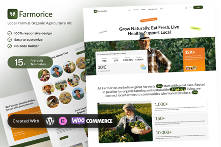 Preview: Farmorice - Local Farm and Organic Agriculture Elementor Template Kit for Eco-Friendly Produce