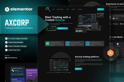 Preview: Axcorp - Trading & Investment Company Elementor Template Kit