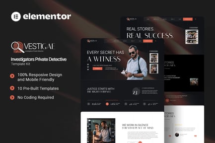 Preview: Vestigae - Investigators Private Detective Elementor Template Kit