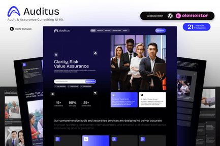 Preview: Auditus - Audit and Assurance Consulting Elementor Template Kit for Financial Firms