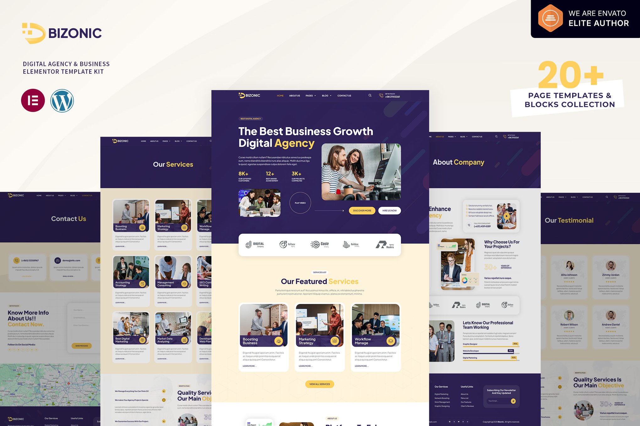 Bizonic - Digital Agency & Business Elementor Template Kit, WP Template ...
