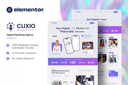 Preview: Clixio - Digital Marketing Agency Elementor Template Kit