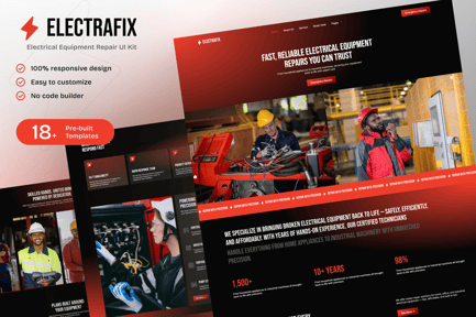 Preview: ElectraFix - Electrical Equipment Repair Elementor Template Kit for Maintenance Services