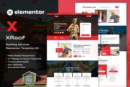 Preview: XRoof - Roofing Services Elementor Template Kit