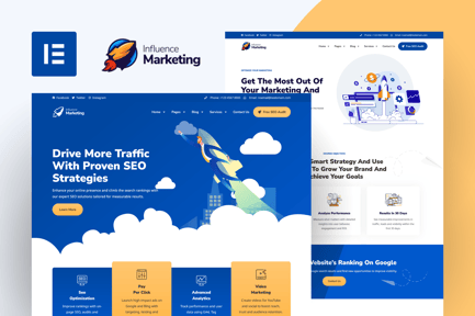 Preview: Influence Marketing - SEO & Digital Agency Elementor Pro Template Kit