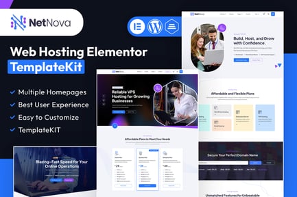Preview: NetNova - Web Hosting Elementor Template Kit