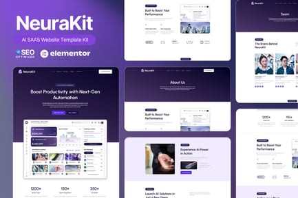 Visualização: NeuraKit - Kit de modelos AI SaaS Elementor