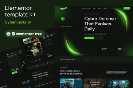 Vista previa: Oryn - Kit de plantillas Elementor para ciberseguridad