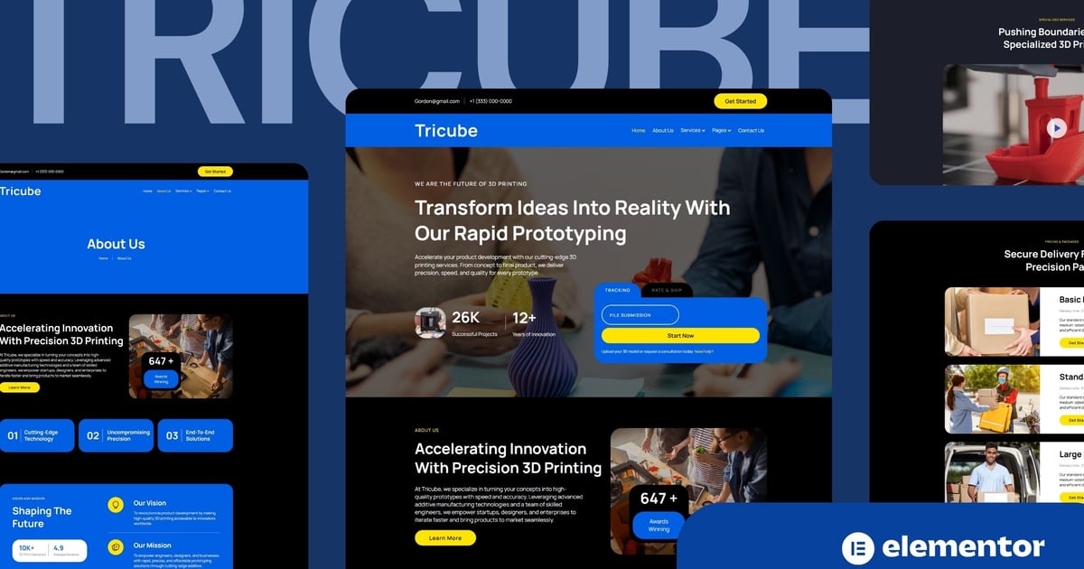 Tricube - 3D Printing & Rapid Prototyping Services Elementor Template ...