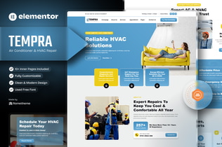 Preview: Tempra - Air Conditioner & HVAC Repair Elementor Template Kit