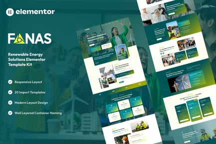 Preview: Fanas - Solar & Green Renewable Energy Solutions Elementor Template Kit