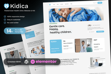 Preview: Kidica – Health Clinic & Pediatrician Elementor Template Kit for Childcare Services