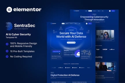 Preview: SentraSec - AI & Cyber Security Elementor Template Kit