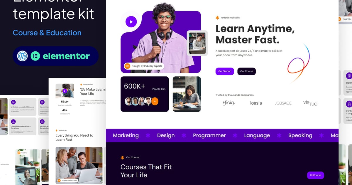 Skilloost - Ecourse & Education elementor Template kit, WP Template ...