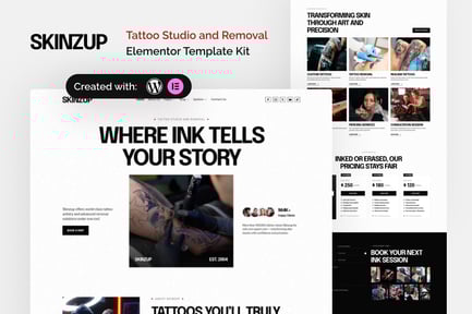 Preview: Skinzup - Tattoo Studio & Removal Elementor Template Kit