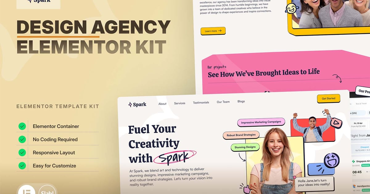 Spark - Design Agency Elementor Pro Template Kit, WP Template Kits ft ...