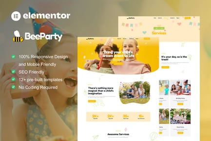 Preview: BeeParty - Kids Party Planner Elementor Template Kit