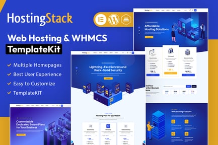 Vorschau: HostingStack - Elementor-Vorlagenkit Template Kit Webhosting