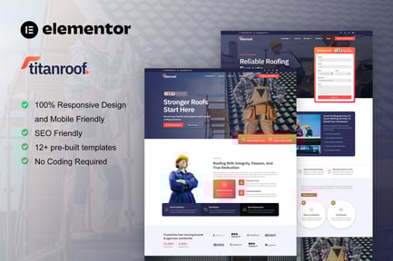 Preview: TitanRoof - Roofing Services Elementor Pro Template Kit